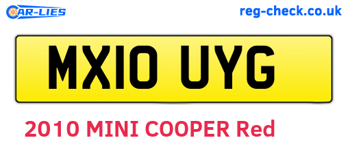 MX10UYG are the vehicle registration plates.