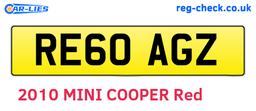 RE60AGZ are the vehicle registration plates.