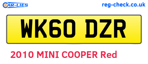 WK60DZR are the vehicle registration plates.