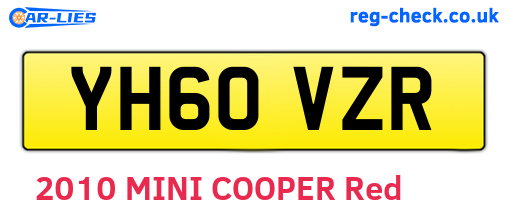 YH60VZR are the vehicle registration plates.