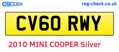 CV60RWY are the vehicle registration plates.