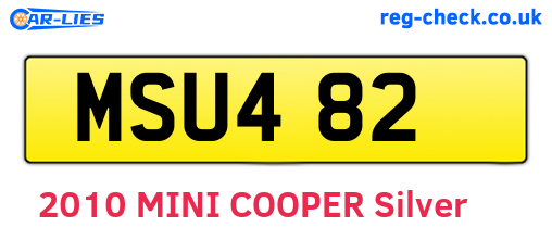 MSU482 are the vehicle registration plates.