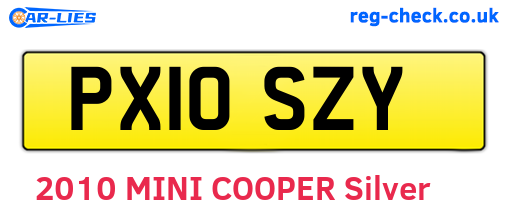 PX10SZY are the vehicle registration plates.