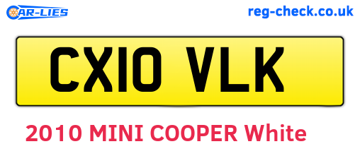 CX10VLK are the vehicle registration plates.