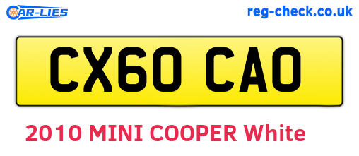 CX60CAO are the vehicle registration plates.