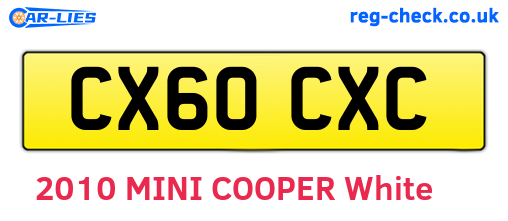 CX60CXC are the vehicle registration plates.