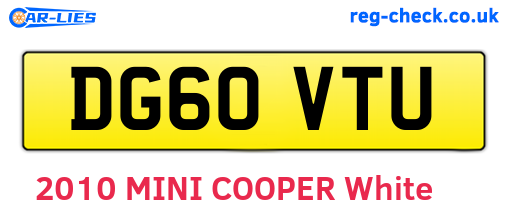 DG60VTU are the vehicle registration plates.