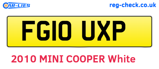 FG10UXP are the vehicle registration plates.