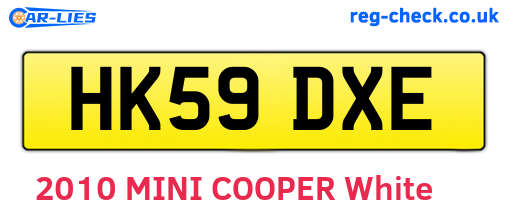 HK59DXE are the vehicle registration plates.