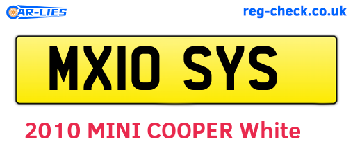 MX10SYS are the vehicle registration plates.