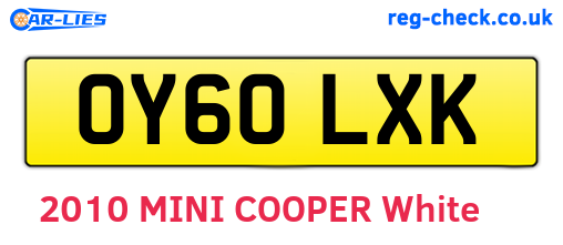 OY60LXK are the vehicle registration plates.