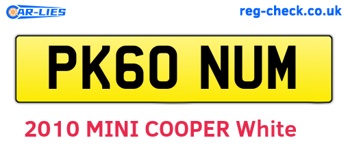 PK60NUM are the vehicle registration plates.