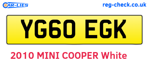 YG60EGK are the vehicle registration plates.