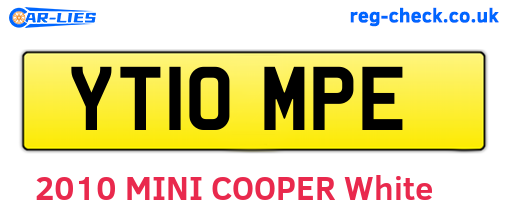 YT10MPE are the vehicle registration plates.