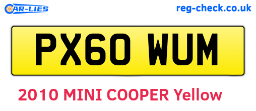 PX60WUM are the vehicle registration plates.