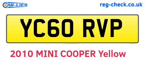 YC60RVP are the vehicle registration plates.