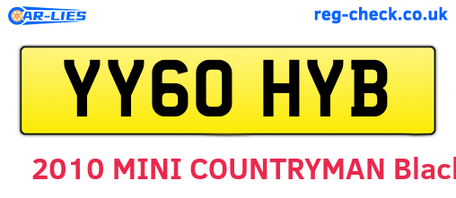 YY60HYB are the vehicle registration plates.