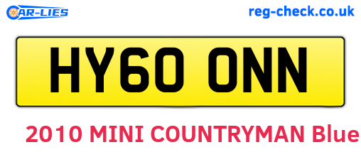 HY60ONN are the vehicle registration plates.