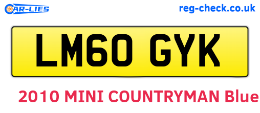 LM60GYK are the vehicle registration plates.