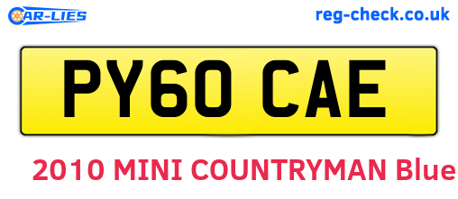 PY60CAE are the vehicle registration plates.