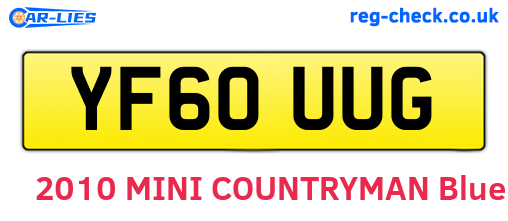 YF60UUG are the vehicle registration plates.