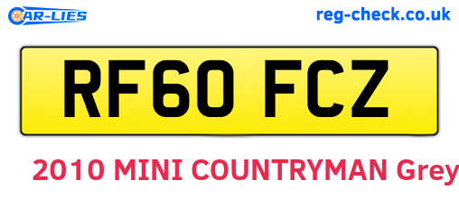 RF60FCZ are the vehicle registration plates.