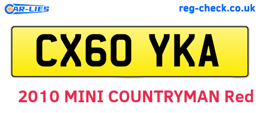 CX60YKA are the vehicle registration plates.