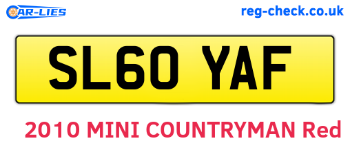 SL60YAF are the vehicle registration plates.