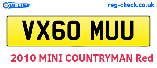 VX60MUU are the vehicle registration plates.