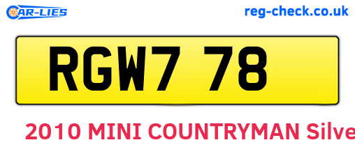 RGW778 are the vehicle registration plates.