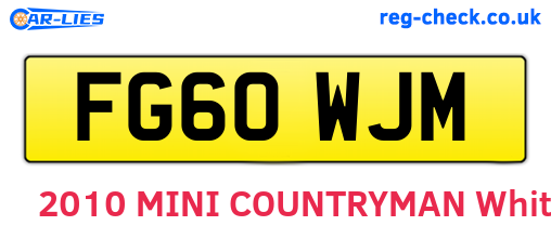 FG60WJM are the vehicle registration plates.