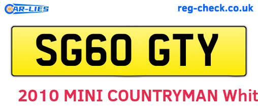 SG60GTY are the vehicle registration plates.