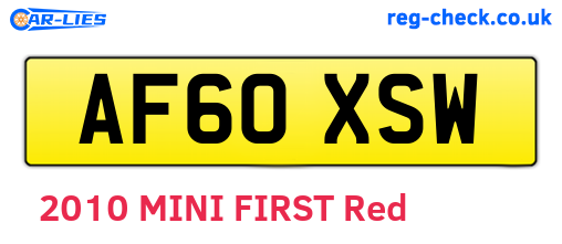 AF60XSW are the vehicle registration plates.