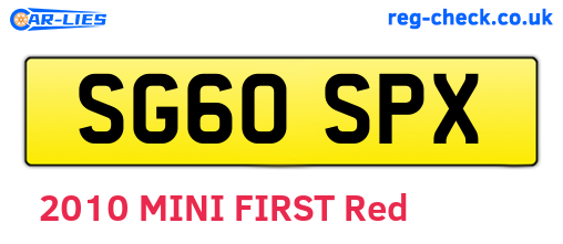 SG60SPX are the vehicle registration plates.