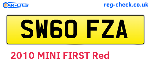 SW60FZA are the vehicle registration plates.