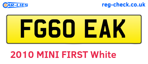 FG60EAK are the vehicle registration plates.