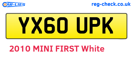 YX60UPK are the vehicle registration plates.