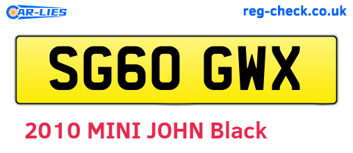 SG60GWX are the vehicle registration plates.