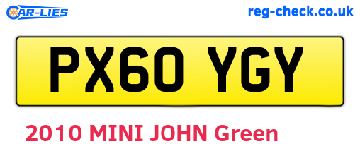 PX60YGY are the vehicle registration plates.