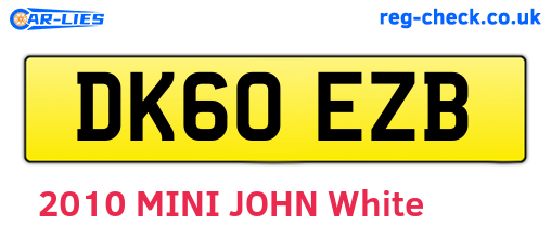 DK60EZB are the vehicle registration plates.
