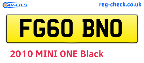 FG60BNO are the vehicle registration plates.