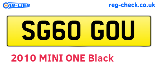 SG60GOU are the vehicle registration plates.