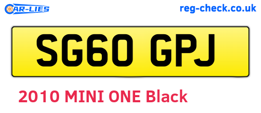 SG60GPJ are the vehicle registration plates.