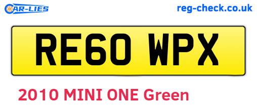 RE60WPX are the vehicle registration plates.