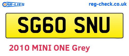 SG60SNU are the vehicle registration plates.