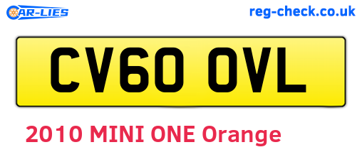 CV60OVL are the vehicle registration plates.