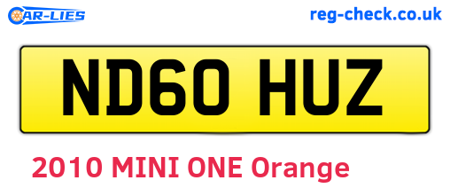 ND60HUZ are the vehicle registration plates.