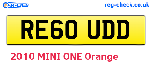 RE60UDD are the vehicle registration plates.