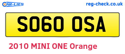 SO60OSA are the vehicle registration plates.