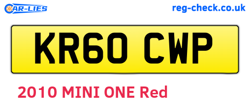 KR60CWP are the vehicle registration plates.